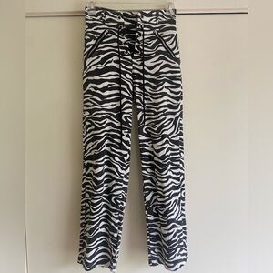 Zebra Striped Lace Up Pants
